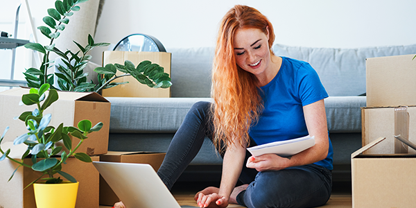 Person smiling while managing accounts